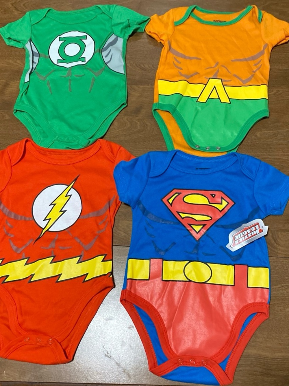 DC Comics Kids Superhero Bodysuit Set - Green, Orange, Red, Blue